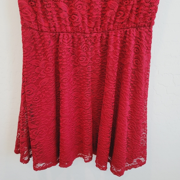 💕 City Triangles Sleeveless Red Lace Overlay Dress Women's Plus Size XXL - Picture 2 of 11